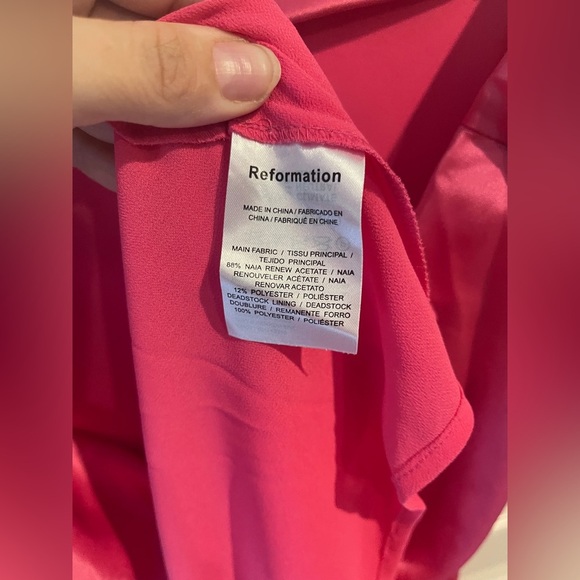 Reformation Nevaeh Satin Strapless Gown Flambé Pink Size XL NWT - Picture 9 of 10